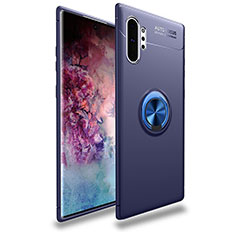 Funda Silicona Carcasa Ultrafina Goma con Magnetico Anillo de dedo Soporte para Samsung Galaxy Note 10 Plus Azul