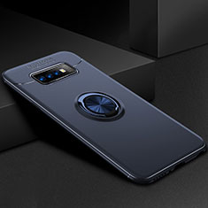 Funda Silicona Carcasa Ultrafina Goma con Magnetico Anillo de dedo Soporte para Samsung Galaxy S10 Azul