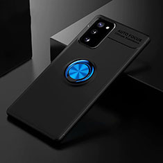 Funda Silicona Carcasa Ultrafina Goma con Magnetico Anillo de dedo Soporte para Samsung Galaxy S20 Lite 5G Azul y Negro