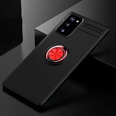 Funda Silicona Carcasa Ultrafina Goma con Magnetico Anillo de dedo Soporte para Samsung Galaxy S20 Lite 5G Rojo y Negro