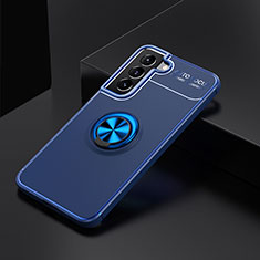 Funda Silicona Carcasa Ultrafina Goma con Magnetico Anillo de dedo Soporte para Samsung Galaxy S21 5G Azul
