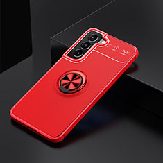 Funda Silicona Carcasa Ultrafina Goma con Magnetico Anillo de dedo Soporte para Samsung Galaxy S21 5G Rojo