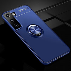Funda Silicona Carcasa Ultrafina Goma con Magnetico Anillo de dedo Soporte para Samsung Galaxy S21 Plus 5G Azul