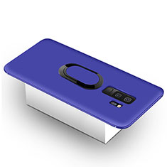 Funda Silicona Carcasa Ultrafina Goma con Magnetico Anillo de dedo Soporte para Samsung Galaxy S9 Plus Azul