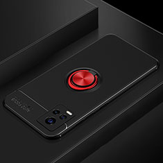 Funda Silicona Carcasa Ultrafina Goma con Magnetico Anillo de dedo Soporte para Vivo V20 Pro 5G Rojo y Negro