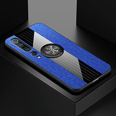 Funda Silicona Carcasa Ultrafina Goma con Magnetico Anillo de dedo Soporte para Xiaomi Mi 10 Pro Azul