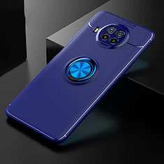 Funda Silicona Carcasa Ultrafina Goma con Magnetico Anillo de dedo Soporte para Xiaomi Mi 10i 5G Azul