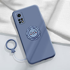 Funda Silicona Carcasa Ultrafina Goma con Magnetico Anillo de dedo Soporte para Xiaomi Mi 10T 5G Gris Lavanda