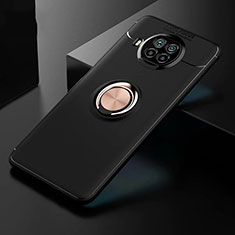 Funda Silicona Carcasa Ultrafina Goma con Magnetico Anillo de dedo Soporte para Xiaomi Mi 10T Lite 5G Oro y Negro