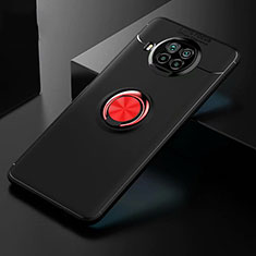 Funda Silicona Carcasa Ultrafina Goma con Magnetico Anillo de dedo Soporte para Xiaomi Mi 10T Lite 5G Rojo y Negro