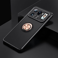 Funda Silicona Carcasa Ultrafina Goma con Magnetico Anillo de dedo Soporte para Xiaomi Mi 11 Ultra 5G Oro