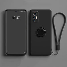 Funda Silicona Carcasa Ultrafina Goma con Magnetico Anillo de dedo Soporte para Xiaomi Mi 12 5G Negro