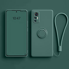 Funda Silicona Carcasa Ultrafina Goma con Magnetico Anillo de dedo Soporte para Xiaomi Mi 12 5G Verde