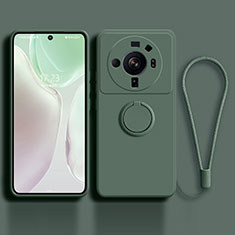 Funda Silicona Carcasa Ultrafina Goma con Magnetico Anillo de dedo Soporte para Xiaomi Mi 12 Ultra 5G Verde