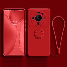 Funda Silicona Carcasa Ultrafina Goma con Magnetico Anillo de dedo Soporte para Xiaomi Mi 12S Ultra 5G Rojo