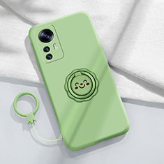 Funda Silicona Carcasa Ultrafina Goma con Magnetico Anillo de dedo Soporte para Xiaomi Mi 12T 5G Menta Verde