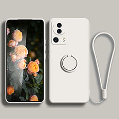 Funda Silicona Carcasa Ultrafina Goma con Magnetico Anillo de dedo Soporte para Xiaomi Mi 13 Lite 5G Blanco