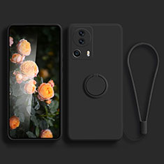 Funda Silicona Carcasa Ultrafina Goma con Magnetico Anillo de dedo Soporte para Xiaomi Mi 13 Lite 5G Negro