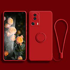 Funda Silicona Carcasa Ultrafina Goma con Magnetico Anillo de dedo Soporte para Xiaomi Mi 13 Lite 5G Rojo
