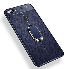 Funda Silicona Carcasa Ultrafina Goma con Magnetico Anillo de dedo Soporte para Xiaomi Mi 8 Lite Azul