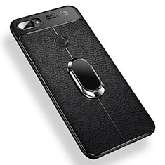 Funda Silicona Carcasa Ultrafina Goma con Magnetico Anillo de dedo Soporte para Xiaomi Mi 8 Lite Negro