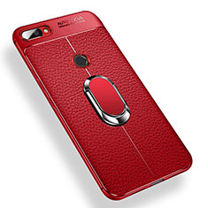 Funda Silicona Carcasa Ultrafina Goma con Magnetico Anillo de dedo Soporte para Xiaomi Mi 8 Lite Rojo