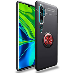Funda Silicona Carcasa Ultrafina Goma con Magnetico Anillo de dedo Soporte para Xiaomi Mi Note 10 Pro Rojo y Negro