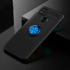 Funda Silicona Carcasa Ultrafina Goma con Magnetico Anillo de dedo Soporte para Xiaomi POCO C3 Azul y Negro