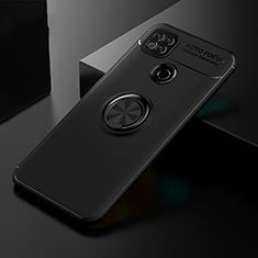 Funda Silicona Carcasa Ultrafina Goma con Magnetico Anillo de dedo Soporte para Xiaomi POCO C3 Negro
