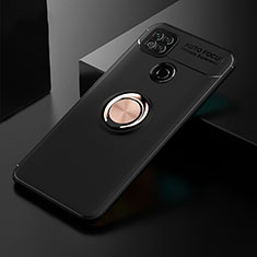 Funda Silicona Carcasa Ultrafina Goma con Magnetico Anillo de dedo Soporte para Xiaomi POCO C3 Oro y Negro