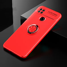 Funda Silicona Carcasa Ultrafina Goma con Magnetico Anillo de dedo Soporte para Xiaomi POCO C3 Rojo