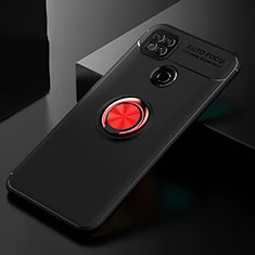 Funda Silicona Carcasa Ultrafina Goma con Magnetico Anillo de dedo Soporte para Xiaomi POCO C3 Rojo y Negro