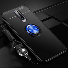 Funda Silicona Carcasa Ultrafina Goma con Magnetico Anillo de dedo Soporte para Xiaomi Poco X2 Azul y Negro