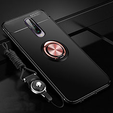 Funda Silicona Carcasa Ultrafina Goma con Magnetico Anillo de dedo Soporte para Xiaomi Poco X2 Oro y Negro