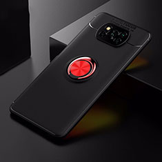 Funda Silicona Carcasa Ultrafina Goma con Magnetico Anillo de dedo Soporte para Xiaomi Poco X3 Pro Rojo y Negro