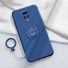 Funda Silicona Carcasa Ultrafina Goma con Magnetico Anillo de dedo Soporte para Xiaomi Redmi 10X Pro 5G Azul