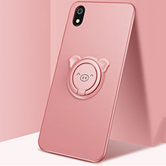 Funda Silicona Carcasa Ultrafina Goma con Magnetico Anillo de dedo Soporte para Xiaomi Redmi 7A Oro Rosa