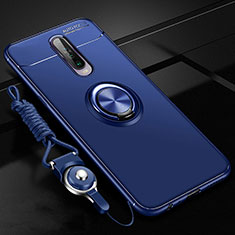 Funda Silicona Carcasa Ultrafina Goma con Magnetico Anillo de dedo Soporte para Xiaomi Redmi K30 4G Azul