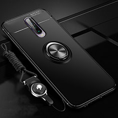 Funda Silicona Carcasa Ultrafina Goma con Magnetico Anillo de dedo Soporte para Xiaomi Redmi K30 4G Negro