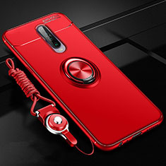 Funda Silicona Carcasa Ultrafina Goma con Magnetico Anillo de dedo Soporte para Xiaomi Redmi K30 5G Rojo