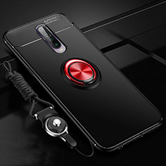 Funda Silicona Carcasa Ultrafina Goma con Magnetico Anillo de dedo Soporte para Xiaomi Redmi K30 5G Rojo y Negro