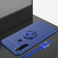 Funda Silicona Carcasa Ultrafina Goma con Magnetico Anillo de dedo Soporte para Xiaomi Redmi Note 8 (2021) Azul