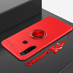 Funda Silicona Carcasa Ultrafina Goma con Magnetico Anillo de dedo Soporte para Xiaomi Redmi Note 8 (2021) Rojo