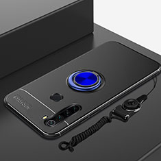 Funda Silicona Carcasa Ultrafina Goma con Magnetico Anillo de dedo Soporte para Xiaomi Redmi Note 8 Azul y Negro