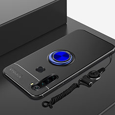 Funda Silicona Carcasa Ultrafina Goma con Magnetico Anillo de dedo Soporte para Xiaomi Redmi Note 8T Azul y Negro