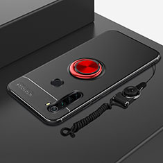 Funda Silicona Carcasa Ultrafina Goma con Magnetico Anillo de dedo Soporte para Xiaomi Redmi Note 8T Rojo y Negro