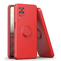 Funda Silicona Carcasa Ultrafina Goma con Magnetico Anillo de dedo Soporte QW1 para Samsung Galaxy A12 5G Rojo
