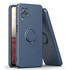 Funda Silicona Carcasa Ultrafina Goma con Magnetico Anillo de dedo Soporte QW1 para Samsung Galaxy A12 Nacho Azul