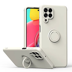 Funda Silicona Carcasa Ultrafina Goma con Magnetico Anillo de dedo Soporte QW1 para Samsung Galaxy M53 5G Blanco