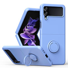 Funda Silicona Carcasa Ultrafina Goma con Magnetico Anillo de dedo Soporte QW1 para Samsung Galaxy Z Flip4 5G Azul Cielo